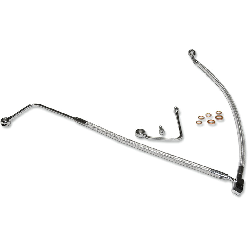Magnum Shielding Designer Series Front Lower Brake Line Kit Sterling Chromite II - AS37001 For Harley Softail 2011-2017