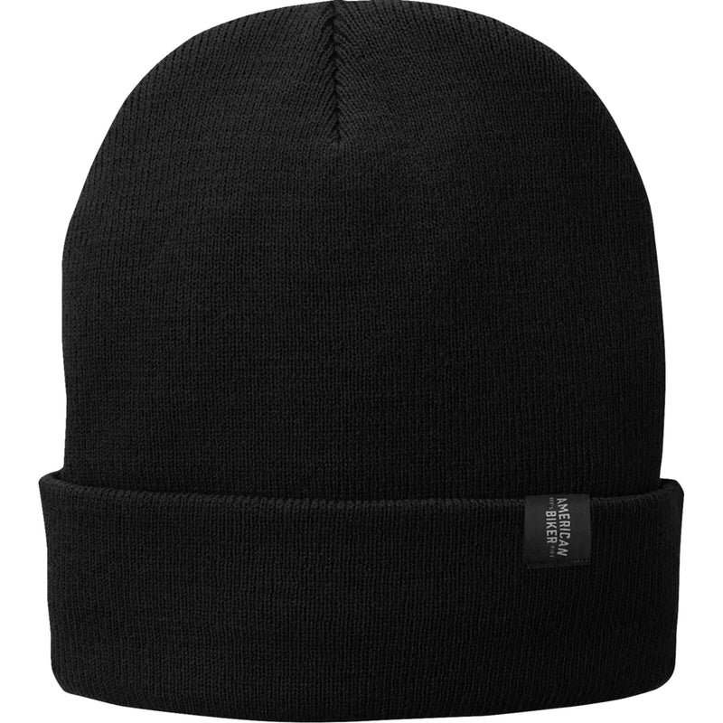 AMERICAN BIKER 2501-4383 ABBPISTON18H90BKOR Mr Piston Flag Fleece-Lined Knit Beanie black