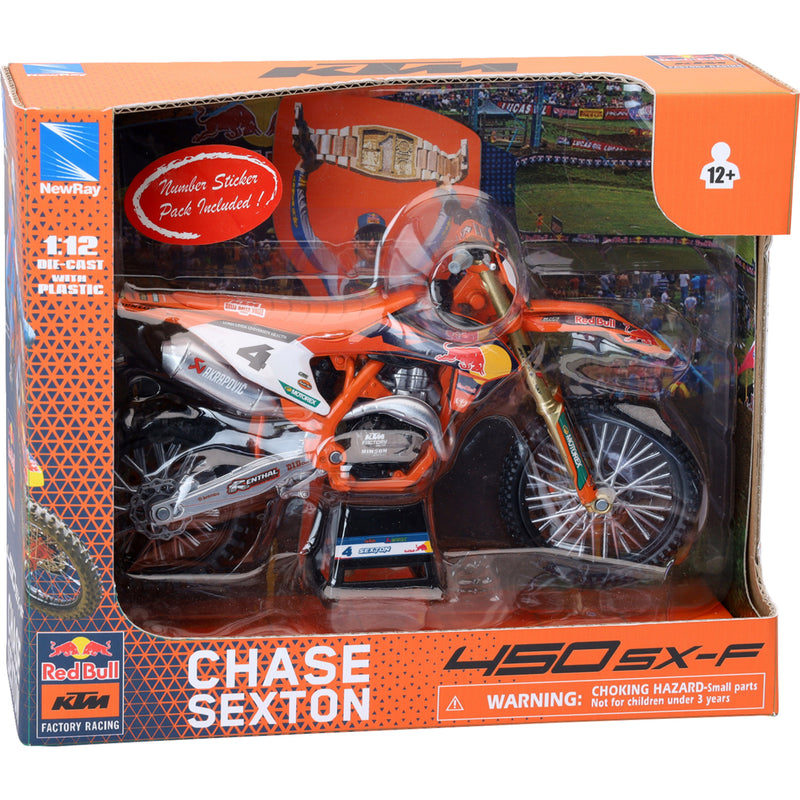 NEW RAY TOYS 7001-0104 58473 Red Bull KTM 450 SX-F chase sexton #4 - 1:12 scale