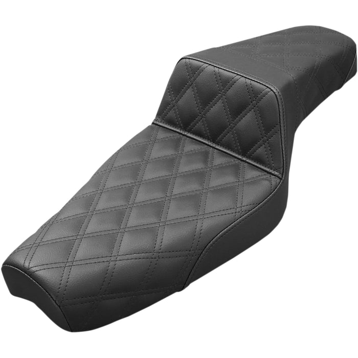 SADDLEMEN 0804-0711 879-03-175 Step-Up Seat — Full Lattice Stitch -Black - XL -77-03 Sporster*