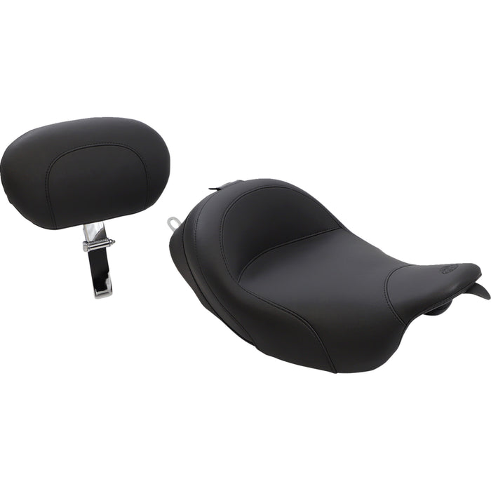 MUSTANG 0801-0462 79600 Wide Solo Seat with Removable Backrest - Vintage - Black - Smooth - FL '08+