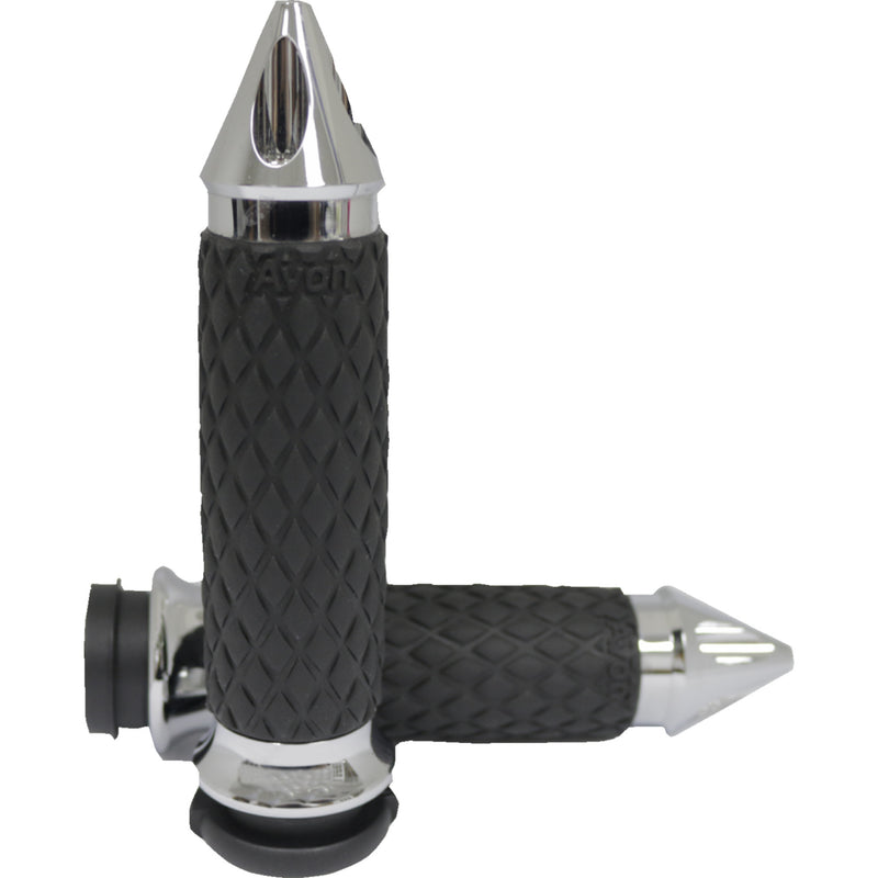Avon Grips Diamond Contour Grips Spike Chrome Tbw - DIA-60-CH-FL-SP For Harley Motorcycles 2008-2023