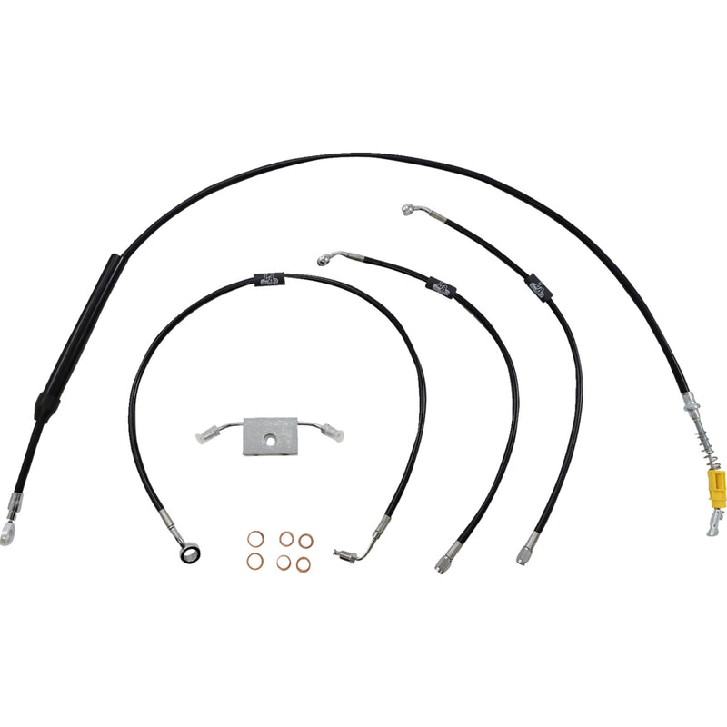 LA Choppers Standard Black Vinyl Handlebar Cable Brake Line Kit — Ape Hanger 12"-14" Ape Hangers - LA-8157KT-13B For Harley Softail 2018-2024