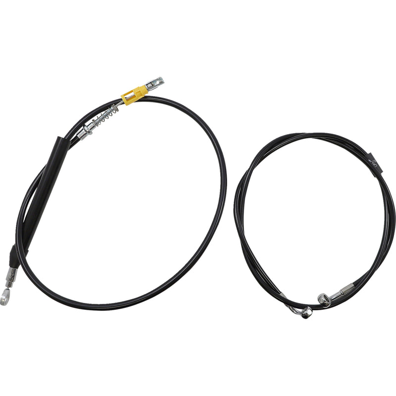LA Choppers Complete Black Vinyl Braided Handlebar Cable Brake Line Kit 15"-17" Handlebars - LA-8156KT2-16B For Harley Softail 2018-2022