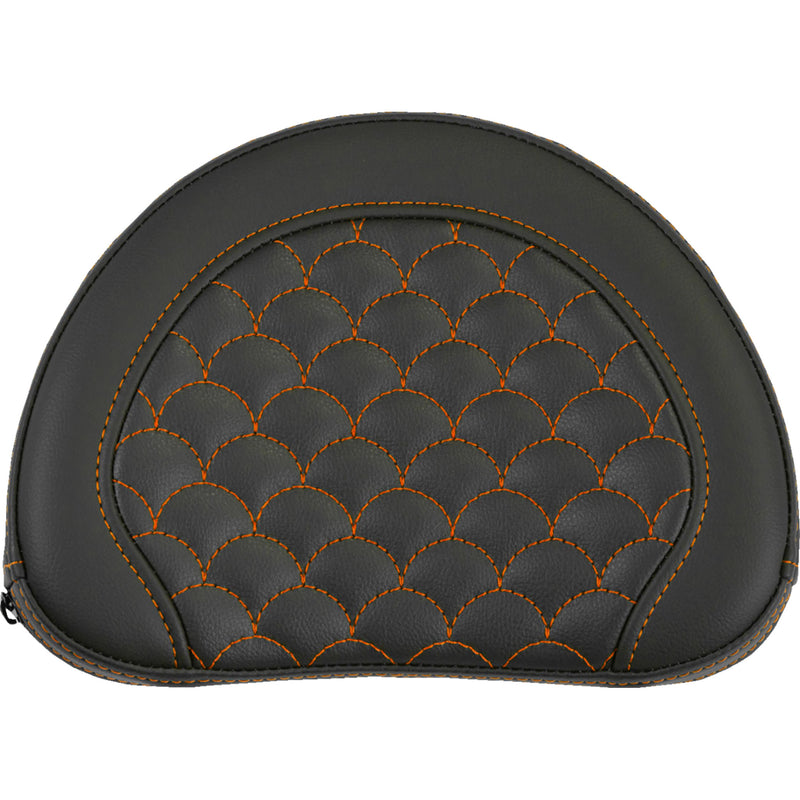 SADDLEMEN 0822-0680 051320903 Contoured Sissy Bar Pad dragon scale - orange stitch