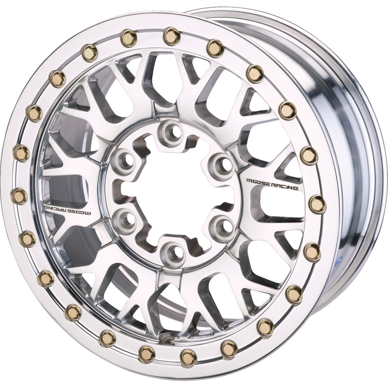 MOOSE OFFROAD 0230-1564 346BLMO 157545P54 346X Beadlock Wheel Wheel - 346X - Beadlock/5 Lug - Front/Rear - Silver - 15x7 - 5/4.5 - 5+2