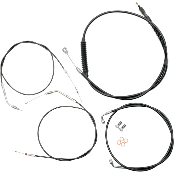 LA CHOPPERS 0610-0443 LA-8300KT-13B Standard Black Vinyl Braided Handlebar Cable/Brake Line Kit — Ape Hanger - 12" - 14" Ape Hanger Handlebars - Black Vinyl