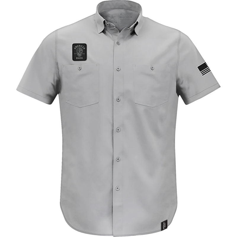 AMERICAN BIKER 3040-3402 ABBSAM11ST74GYLR Biker Sam Lightweight Shirt gray/black - large