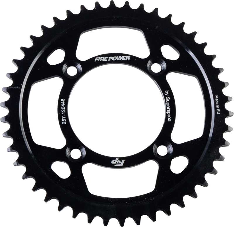 Fire Power Rear Sprocket Steel 46T Black - FPS-1204-46-BLK Honda XR100R / CRF100F / CRF125F / CRF125FB 1985-2024