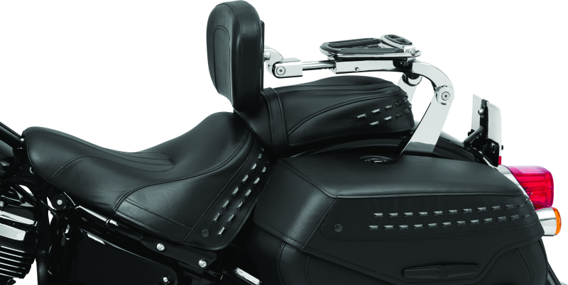 Kuryakyn 7080 Fixed Mounts Multi-purpose Driver & Passenger Backrest 18-Up Softail Black - User 1