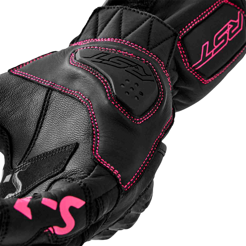 Rst 556-3653106 103653PNK-06 WOMENS S1 GLOVE BLACK/PINK LEATHER SM