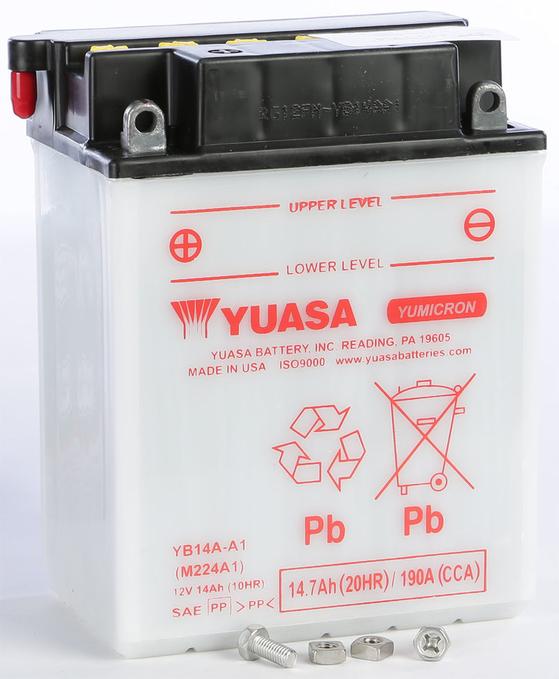 Yuasa 49-1864 YUAM224A1IND BATTERY YB14A-A1 CONVENTIONAL