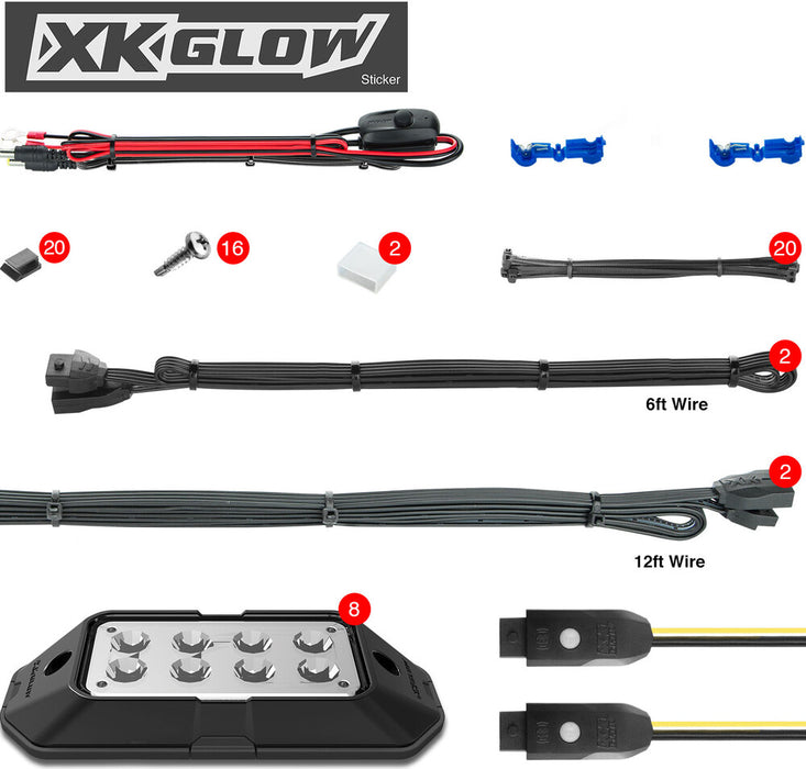 Xk Glow 653-0044 XK-ROCK-ADV 8PC RGB ROCK LIGHT
