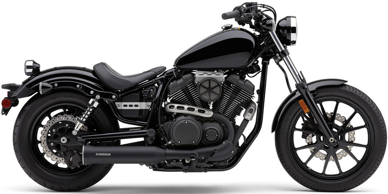 Cobra 4" Slip ON W Billet Tips Black Yamaha Bolt - 2527B Yamaha Bolt 2014-2019