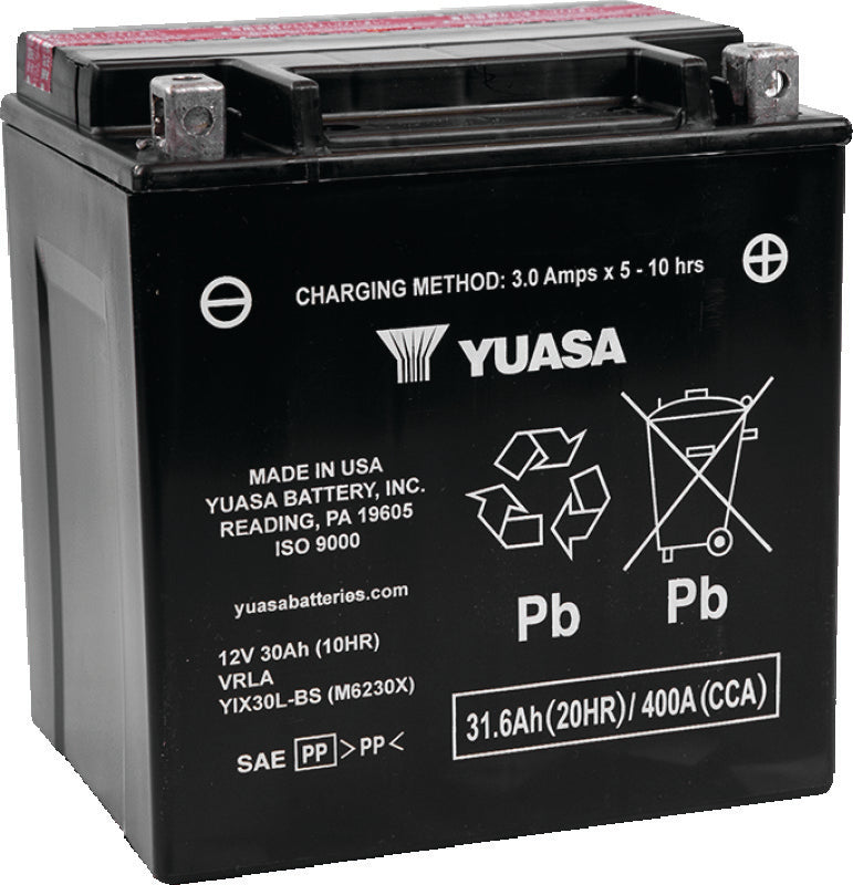 Yuasa Battery YUAM6230X Yuasa YIX30L-BS High Performance Maintenance Free AGM 12-Volt Battery W/bottle - Photo - Primary
