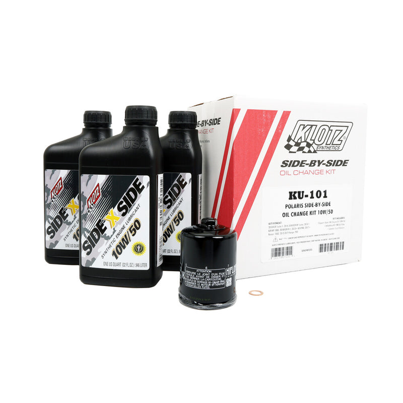 Klotz Oil Sidexside OIL Change Kit 10W50 W OIL Filter POL - KU-101 Polaris UTVs 2013-2023