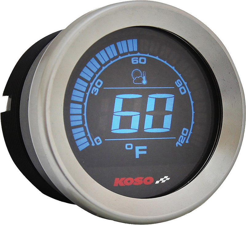 Koso North America HD-02 Series Gauge Kit Silver Bezel OIL Temp - BA050905 For Harley Touring 2004-2013