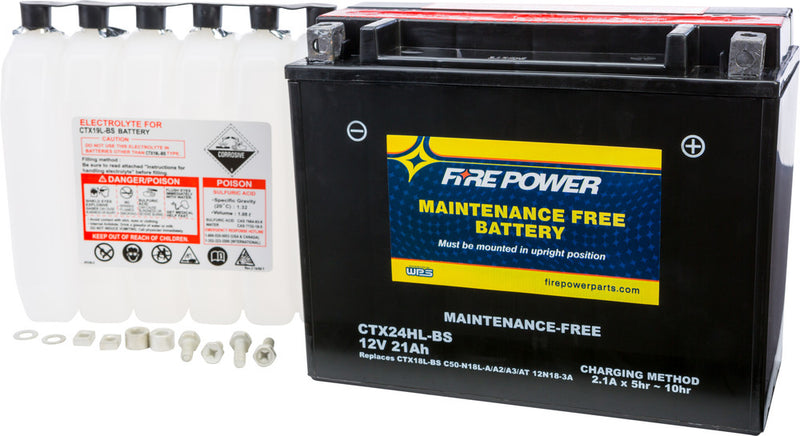 Fire Power Battery Maintenance Free - CTX24HL-BS For Arctic Cat Prowler / 700 2006-2015 | Bombardier Quest / Traxter 2002-2005
