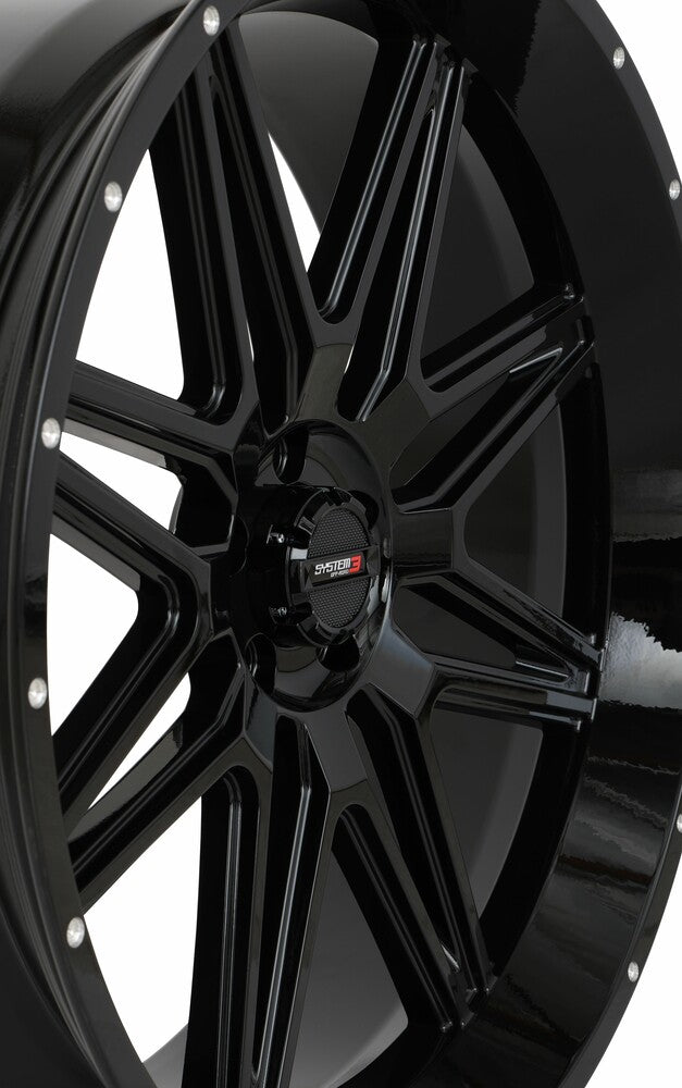 System 3 ST7 Wheel 24X9 5+4 (0MM) 5/4.5 Gloss Black - 24S3-7155 Polaris RZR / Xpedition 2022-2024