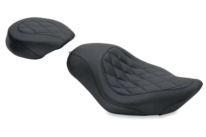 Mustang Motorcycle 76728 Mustang 04-21 Harley Sportster Wide Tripper Solo Seat Diamond Stitch - Black - Photo - Primary