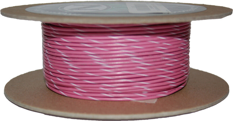 Namz Custom Cycle 850-08937 NWR-109-100 #18-GAUGE PINK/WHITE STRIPE 100' SPOOL OF PRIMARY WIRE