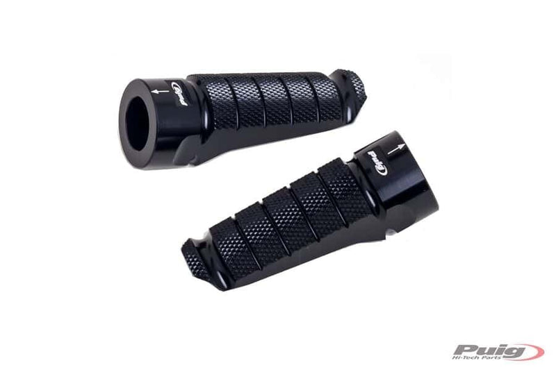 Puig Hi-Tech Parts Footpegs Racing Black - 6301N For Ducati Motorcycles 2008-2020 | Honda Motorcycles 2000-2021 | Triumph Motorcycles 2008-2021
