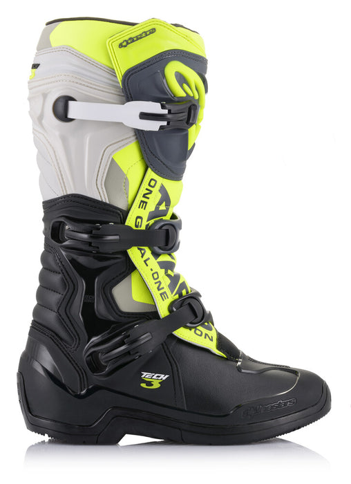 Alpinestars 482-29110 2013018-1055-10 TECH 3 BOOTS BLK/COOL GREY/YLW/FLUO SZ 10