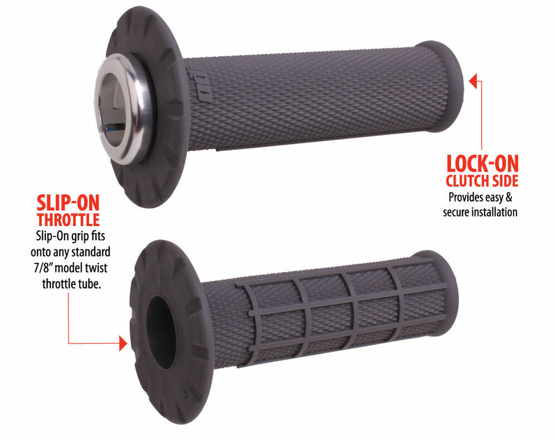 Odi 206-1158 H21UHWH UNIVERSAL LOCK-ON GRIPS HALF-WAFFLE GRAPHITE/SILVER