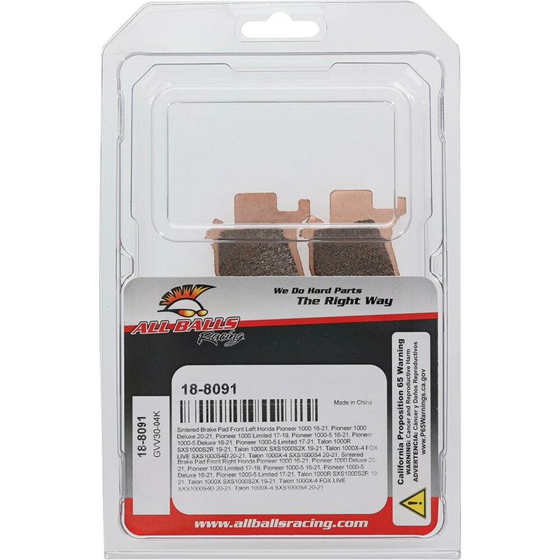 All Balls Brake PAD Kit Sintered - 18-8091 Honda UTVs 2016-2025