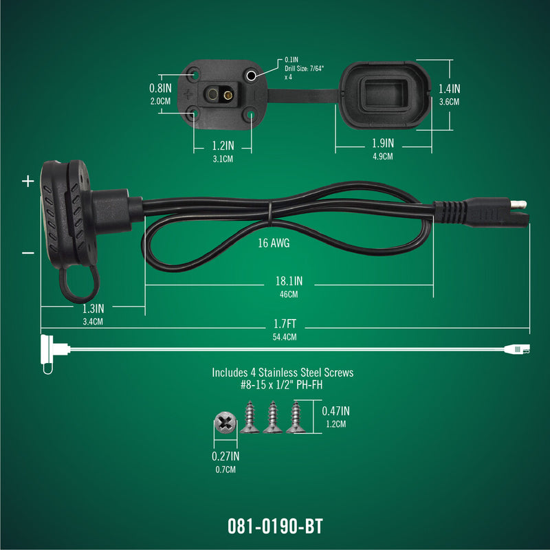 Battery Tender 56-1331 081-0190-BT QUICK DISCONNECT CABLE MOUNT