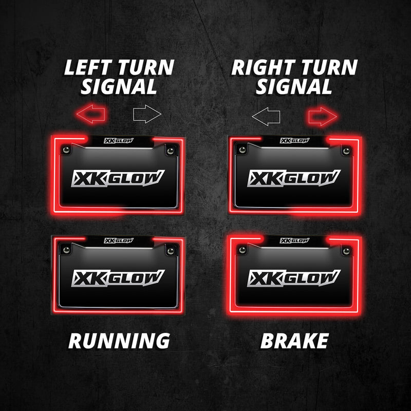 Xk Glow 653-0024 XK034018-B LICENSE PLATE FRAME LIGHT WITH TURN SIGNAL BLACK