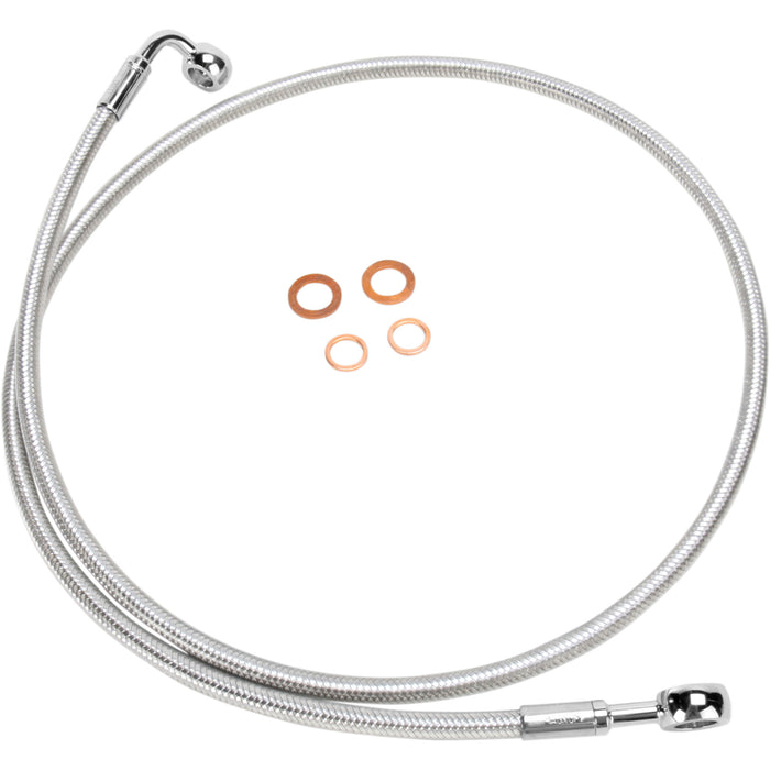 MAGNUM SHIELDING 1741-0112 36464SW E-Z Align Braided Single Disc Front Brake Line - 90/180° - 64" - Sterling Chromite II