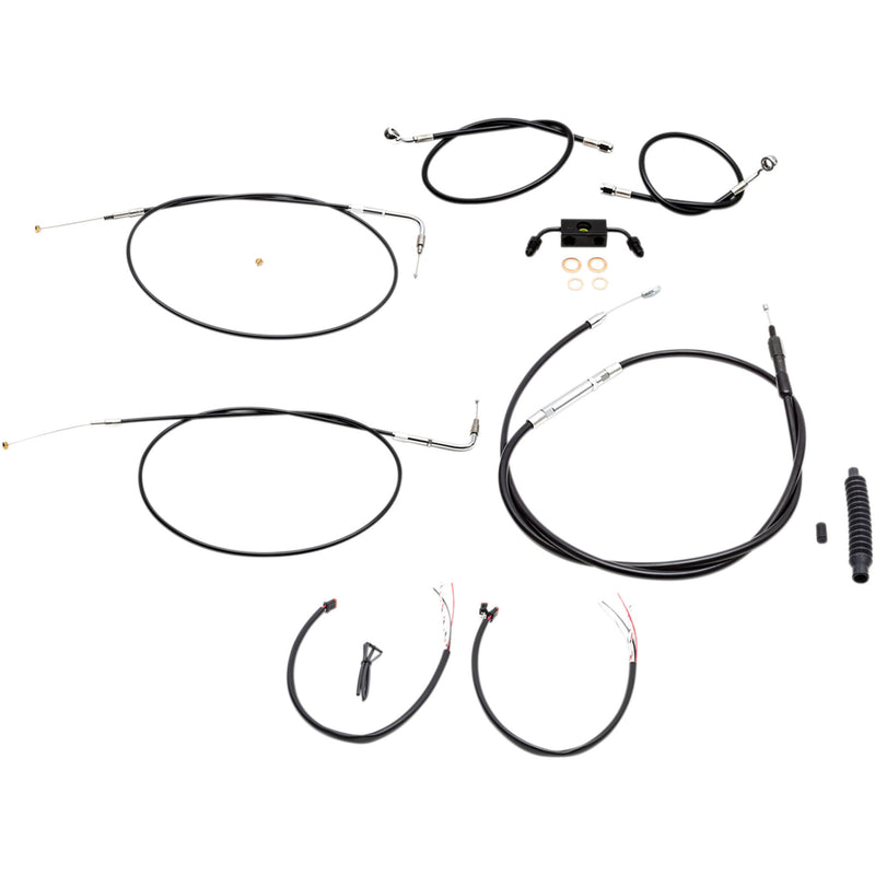 LA Choppers Complete Black Vinyl Braided Handlebar Cable Brake Line Kit 12"-14" Handlebars Fxdb C - LA-8211KT2-13B For Harley Dyna 2012-2017