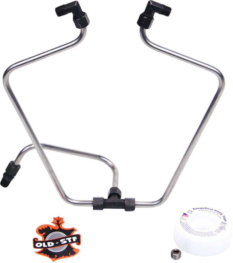 Old Stf Stainless Black Rocker BOX Split OIL Line - STFS66BK For Harley Motorcycles 1970-1984