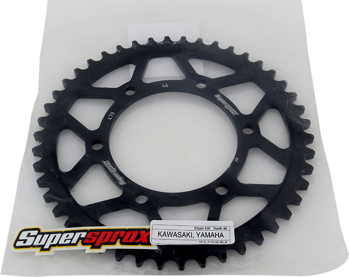 Supersprox Rear Sprocket Steel 46T-530 Black - RFE-479-46-BLK For Kawasaki Ninja 600R / 600R Ninja 1985-1997 | Husqvarna TC 65 2018-2021