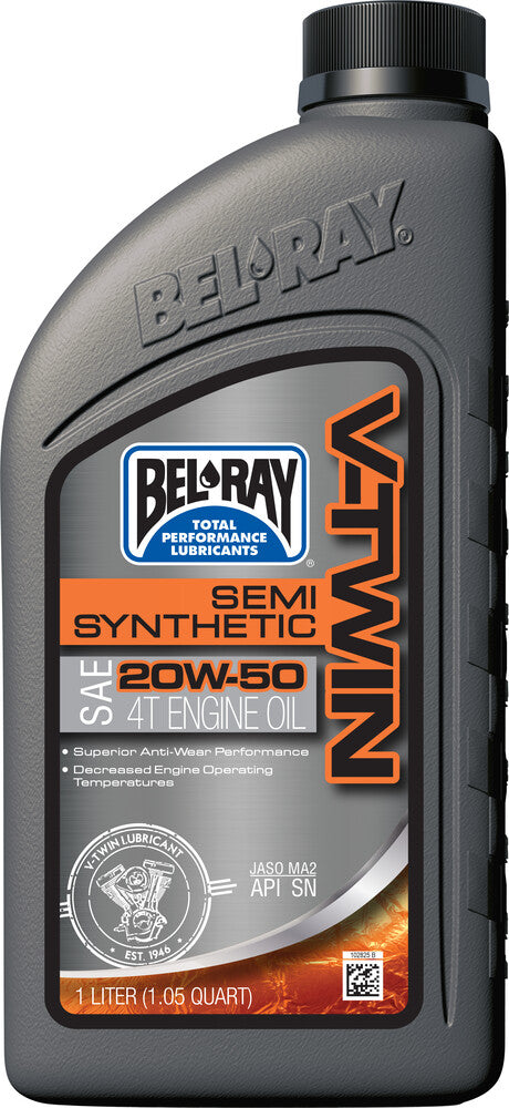 Bel-ray 840-1481 96910-BT1 V-TWIN SEMI-SYN ENGINE OIL 20W50 1L