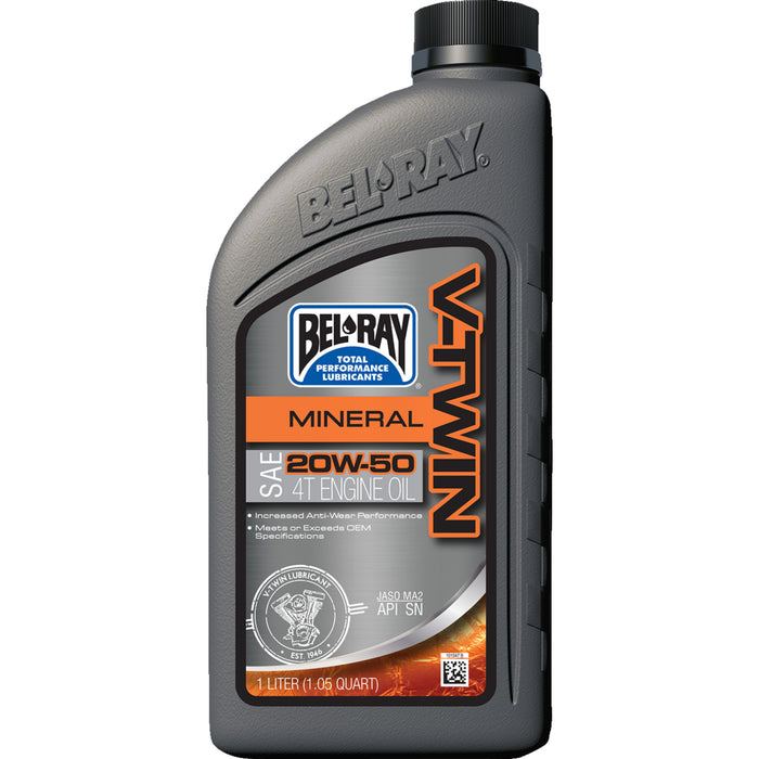 BEL-RAY 3601-0249 96905-BT1 V-Twin Mineral 4-Stroke Engine Oil V Twin Oil - 20W50 - 1L