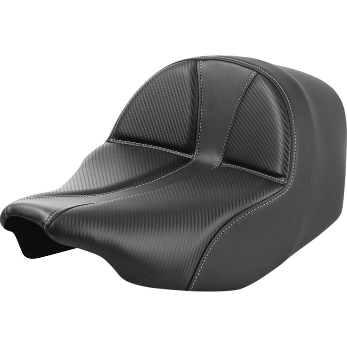 SADDLEMEN 0801-1899 823-07-0042 Dominator Solo Seat - Carbon Fiber w/ Silver Stitch - FLT/FLH '23-'24