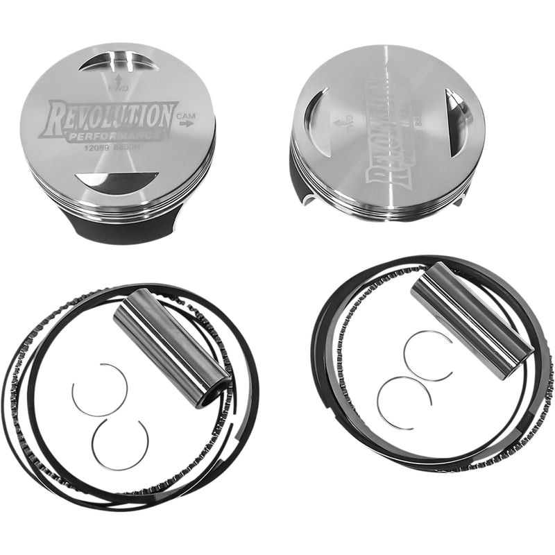 Revolution Performance, LLC Piston Kit For Revolution Cylinder Kit Flat-Top For 107" Big Bore Cylinder - RP301-116W For Harley Motorcycles 2007-2017