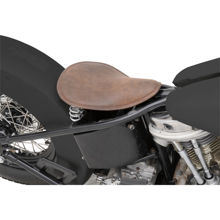 DRAG SPECIALTIES SEATS 0806-0039 Small Low-Profile Spring Solo Seat Seat - Spring Solo - Low-Profile - Small - Distressed Brown Leather