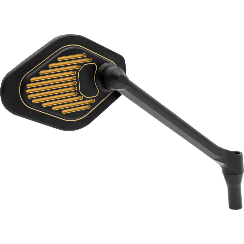 DRAG SPECIALTIES 0640-1869 Long Stem Adjustable Mirror Mirror - Adjustable - Long Stem - Black/Gold - Right