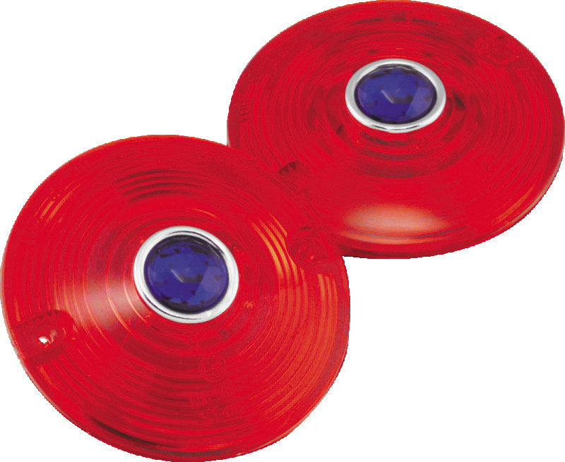 Bikers Choice 491262 86-17 FLH FLT Flst Red Turn Signal Lens With Blue Dot Pr - Photo - Primary