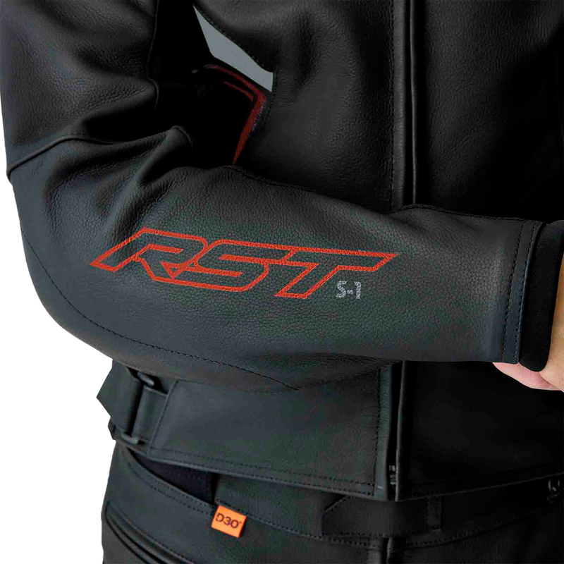 Rst 556-3605442 103605RED-42 S1 D3O LEATHER JACKET BLK/GRY/RED MD