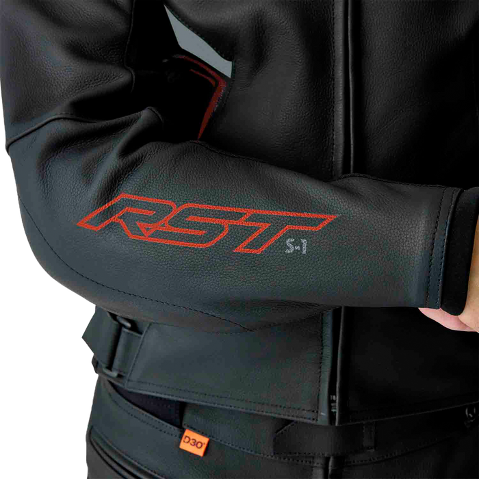 Rst 556-3605440 103605RED-40 S1 D3O LEATHER JACKET BLK/GRY/RED SM