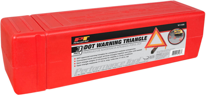 Performance Tool 117-1166 W1498 WARNING TRIANGLE/3 PACK