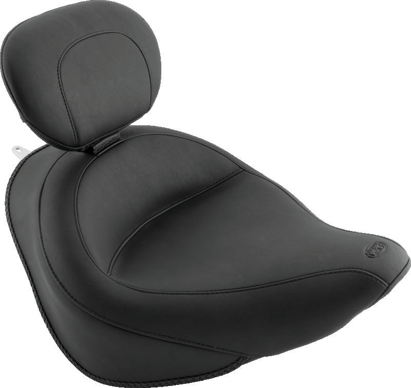 Mustang Motorcycle 79530 Mustang 06-17 Harley Softail Wide Tire (200mm) Wide Touring Solo Seat W/driver Backrest - Black - Photo - Primary