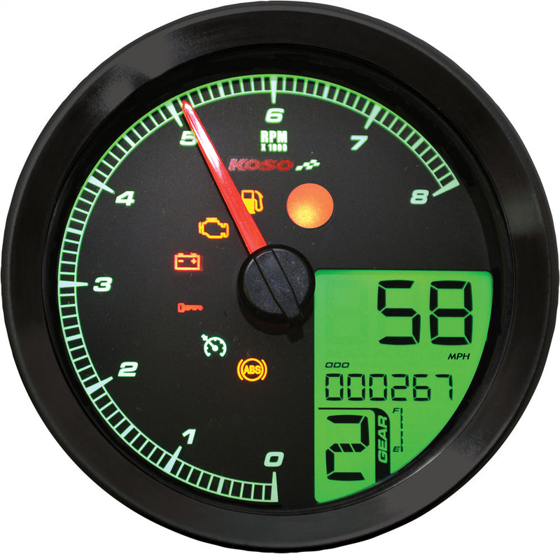 Koso North America Speedo Tach Black Bezel LCD Color Change Display - BA051231 For Harley Dyna 2011-2022
