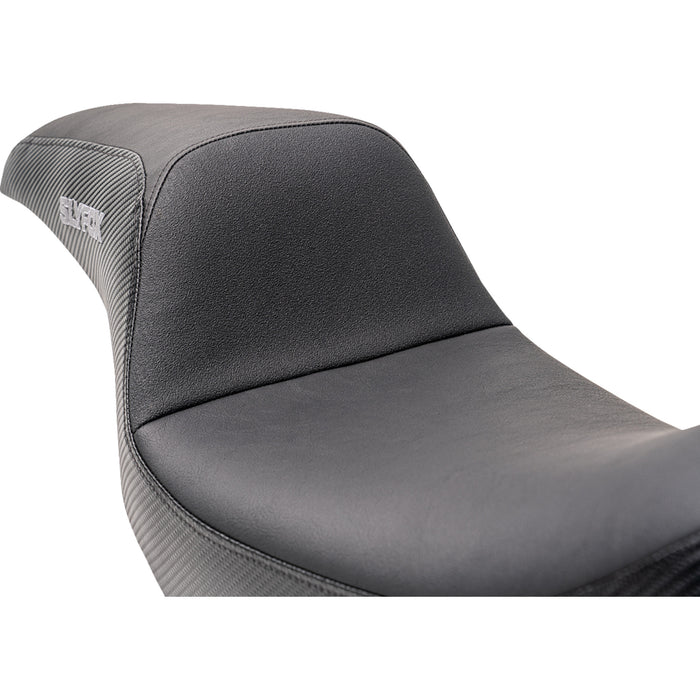 SLYFOX 0803-0747 4883B-slyfox The Drifter Seat - Gray Logo - Black Vinyl w/ Slipstop - Carbon Fiber - Dyna '96-'03