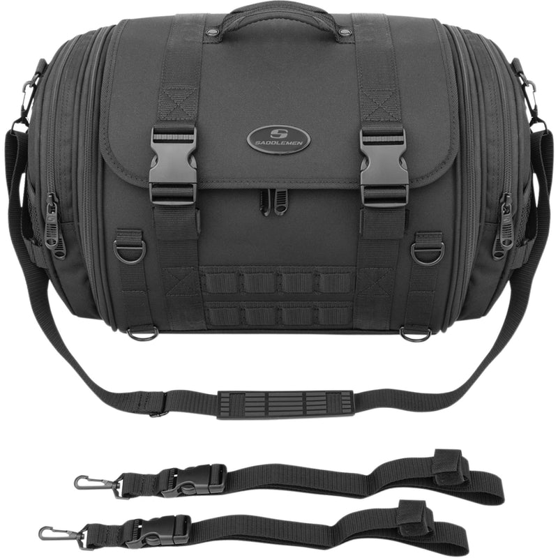 SADDLEMEN 3515-0199 EX000043S TR2300DE Tactical Deluxe Rack Bag TR2300DE TL Sissy Bar Bag - Black