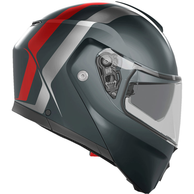 AGV 0100-2406 2118296002006M Streetmodular Resia Helmet Streetmodular Helmet - Resia - Matte Gray/Silver/Red - Medium